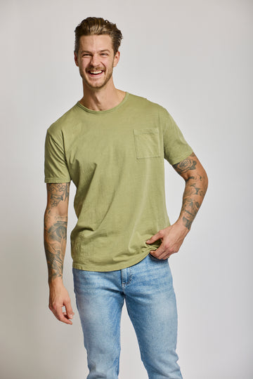 Easy Mondays Slub Cotton Pocket Crew Sage