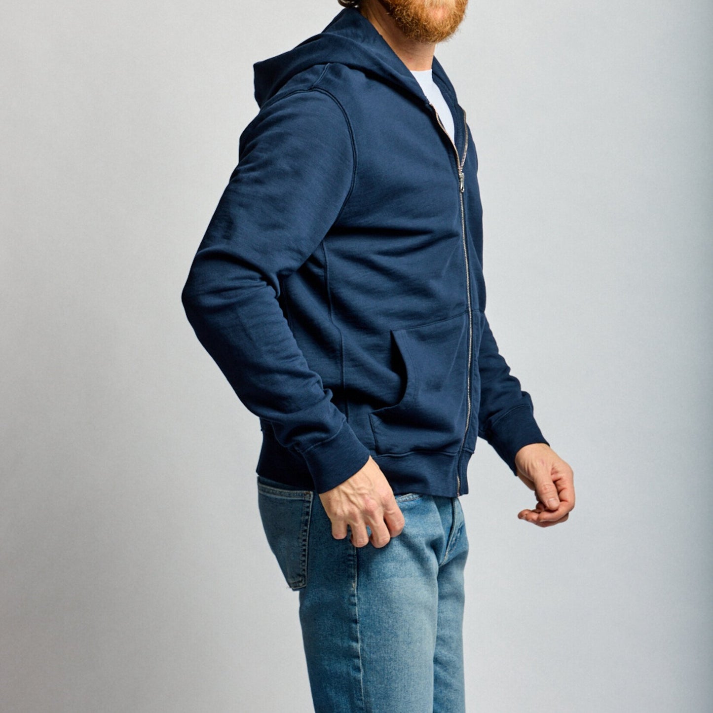 Easy Mondays Slub Cotton Zip Hoodie Navy