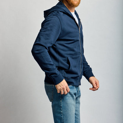 Easy Mondays Slub Cotton Zip Hoodie Navy