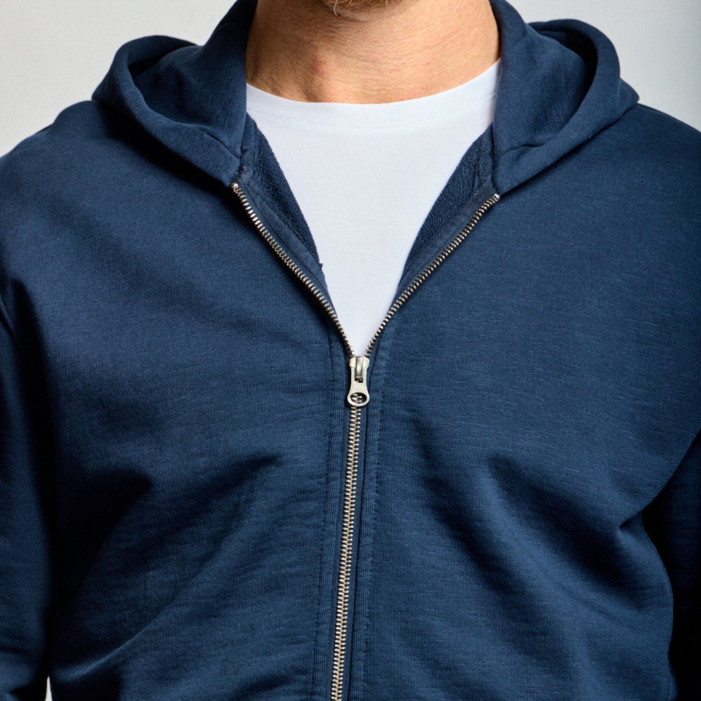 Easy Mondays Slub Cotton Zip Hoodie Navy