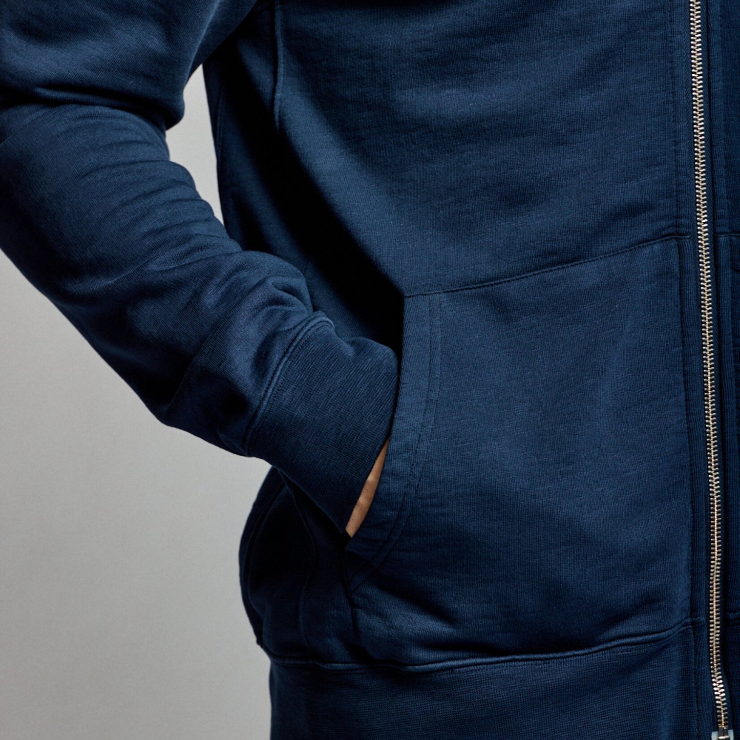Easy Mondays Slub Cotton Zip Hoodie Navy