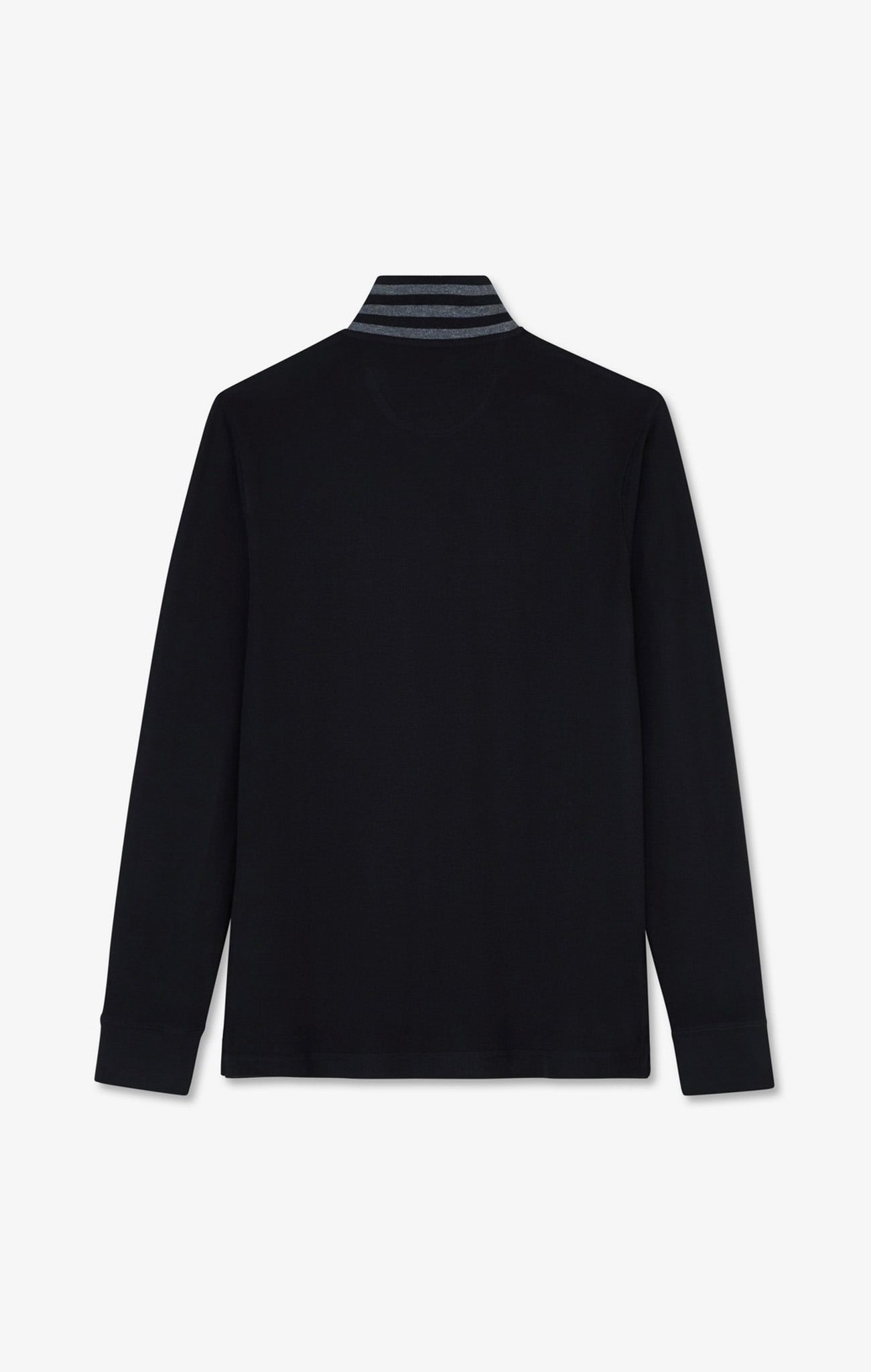 Eden Park Long Sleeve Pima Cotton Polo Contrasting Accents Black
