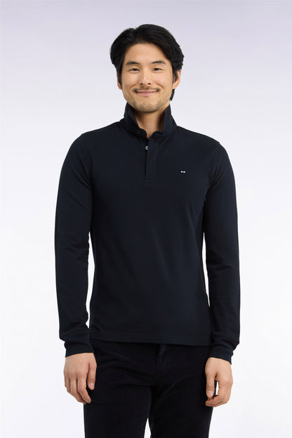 Eden Park Ls Polo Shirt Game Plan - Black