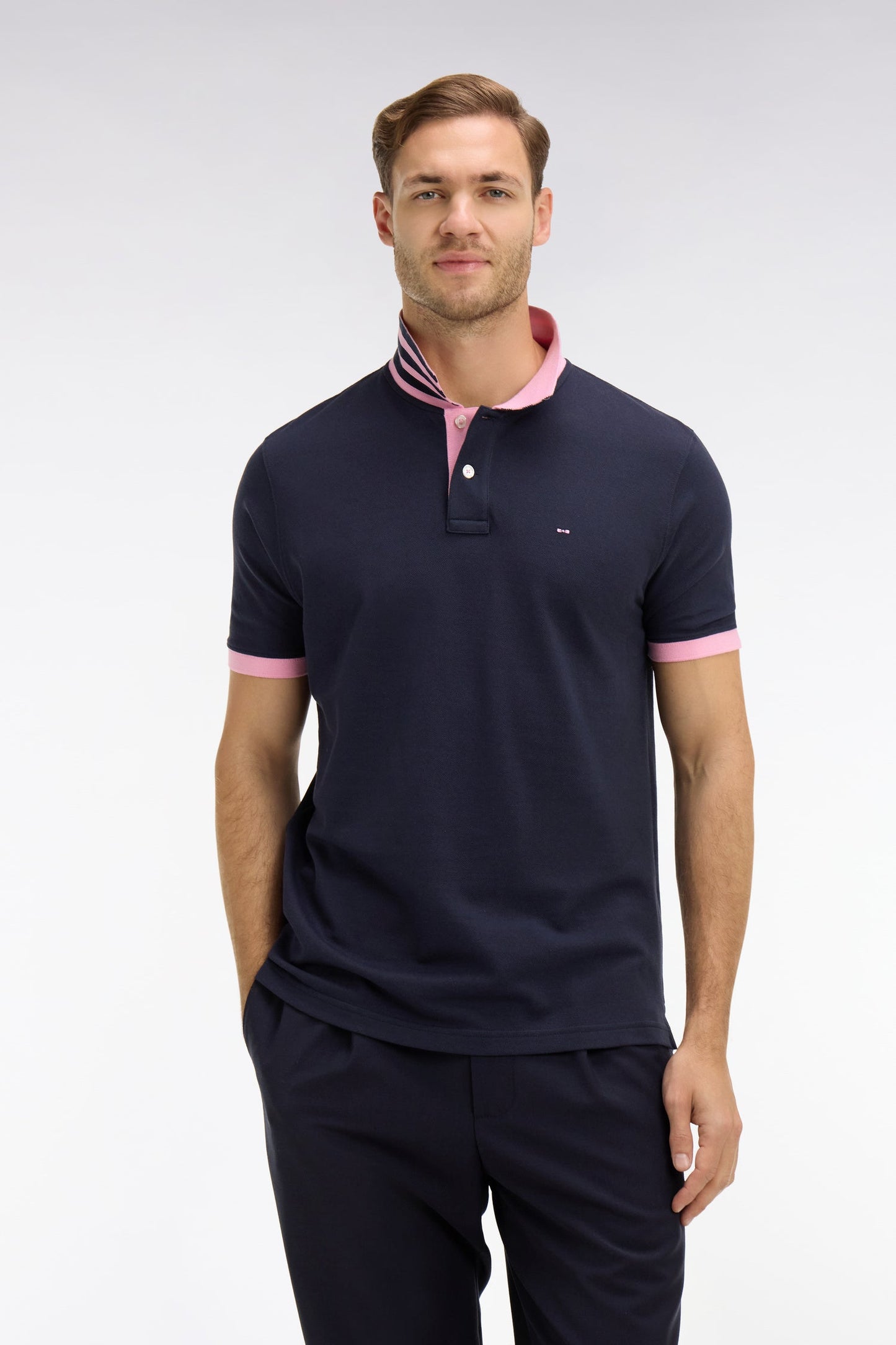 Eden Park Pima Cotton Polo Contrasting Accents Navy