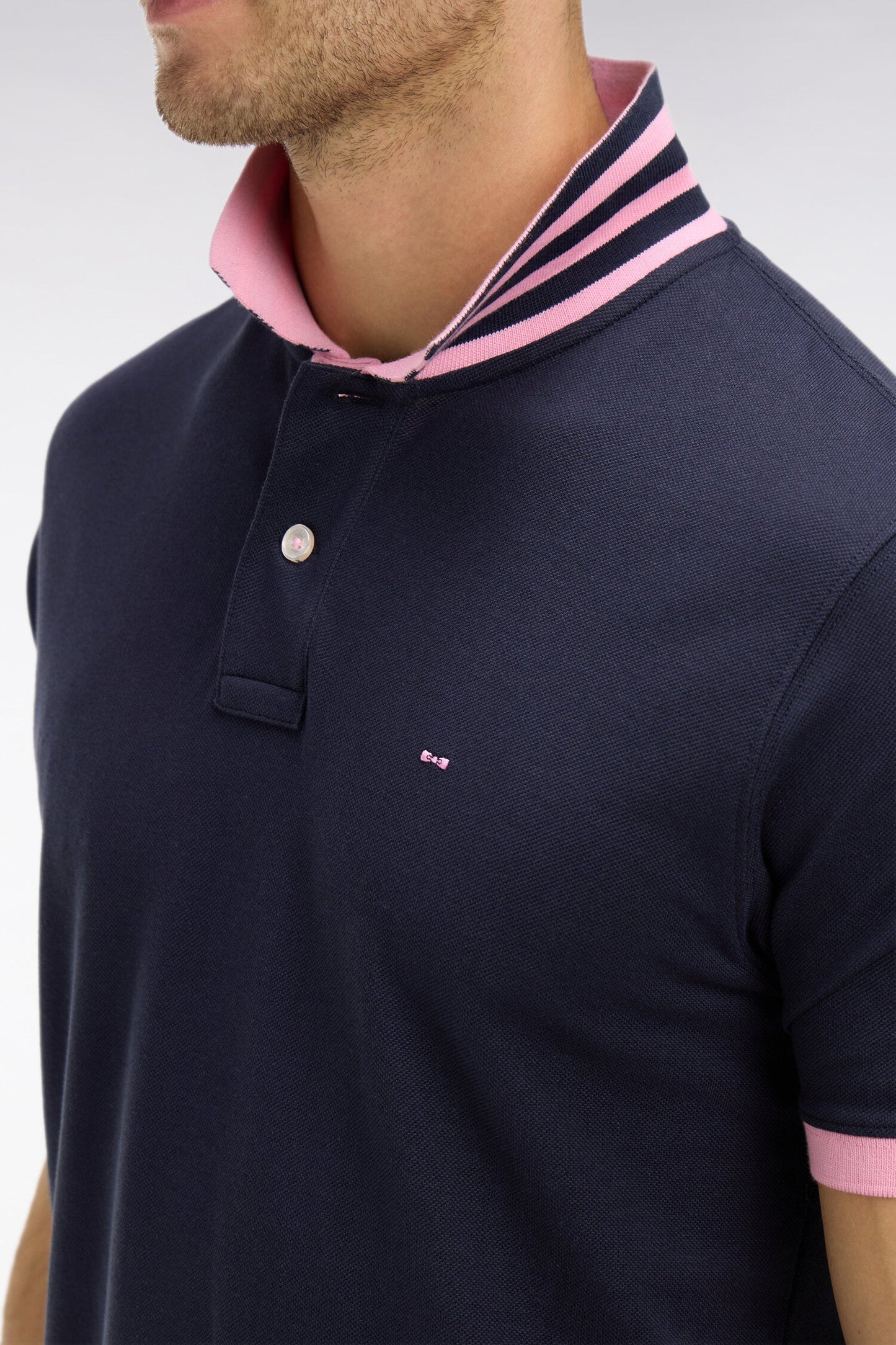 Eden Park Pima Cotton Polo Contrasting Accents Navy