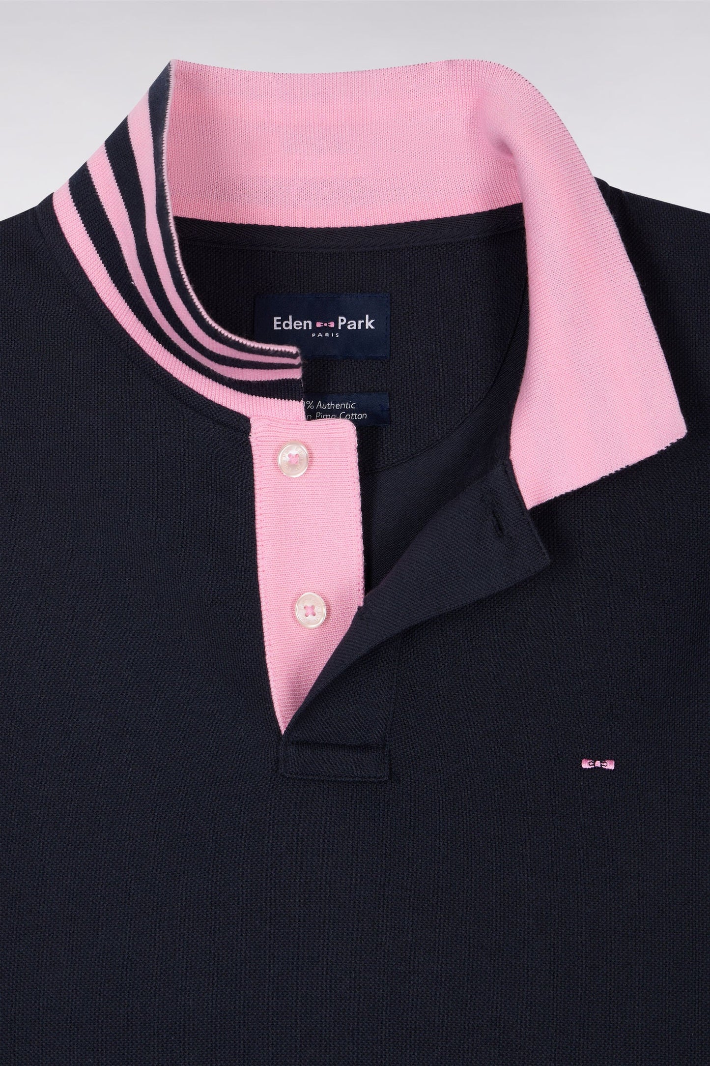 Eden Park Pima Cotton Polo Contrasting Accents Navy