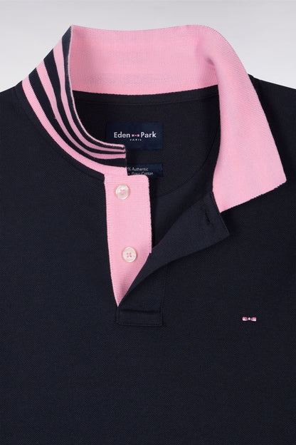 Eden Park Pima Cotton Polo Contrasting Accents Navy