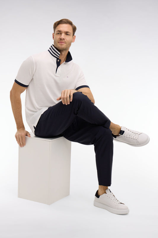 Eden Park Pima Cotton Polo Contrasting Accents White