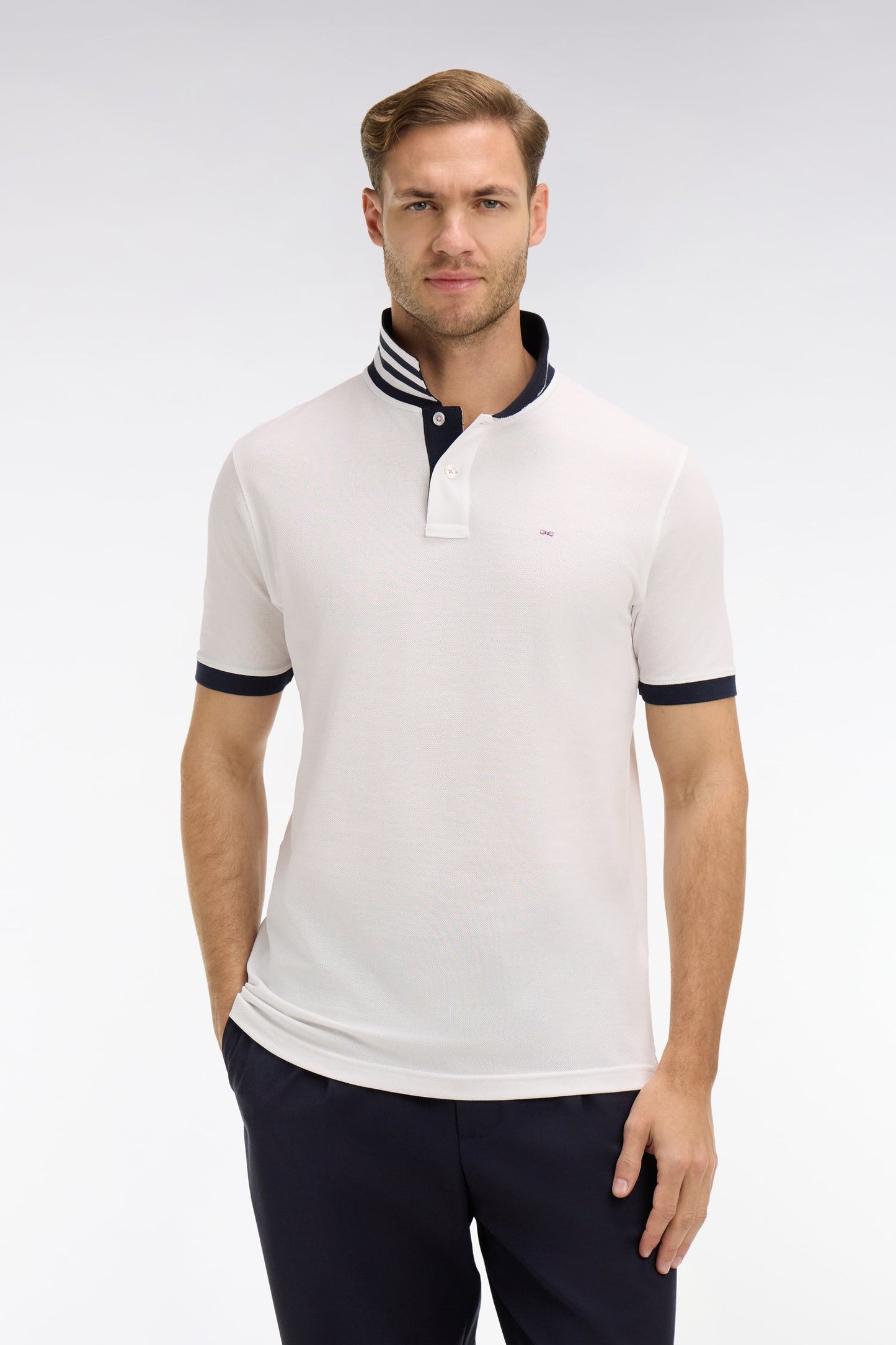 Eden Park Pima Cotton Polo Contrasting Accents White