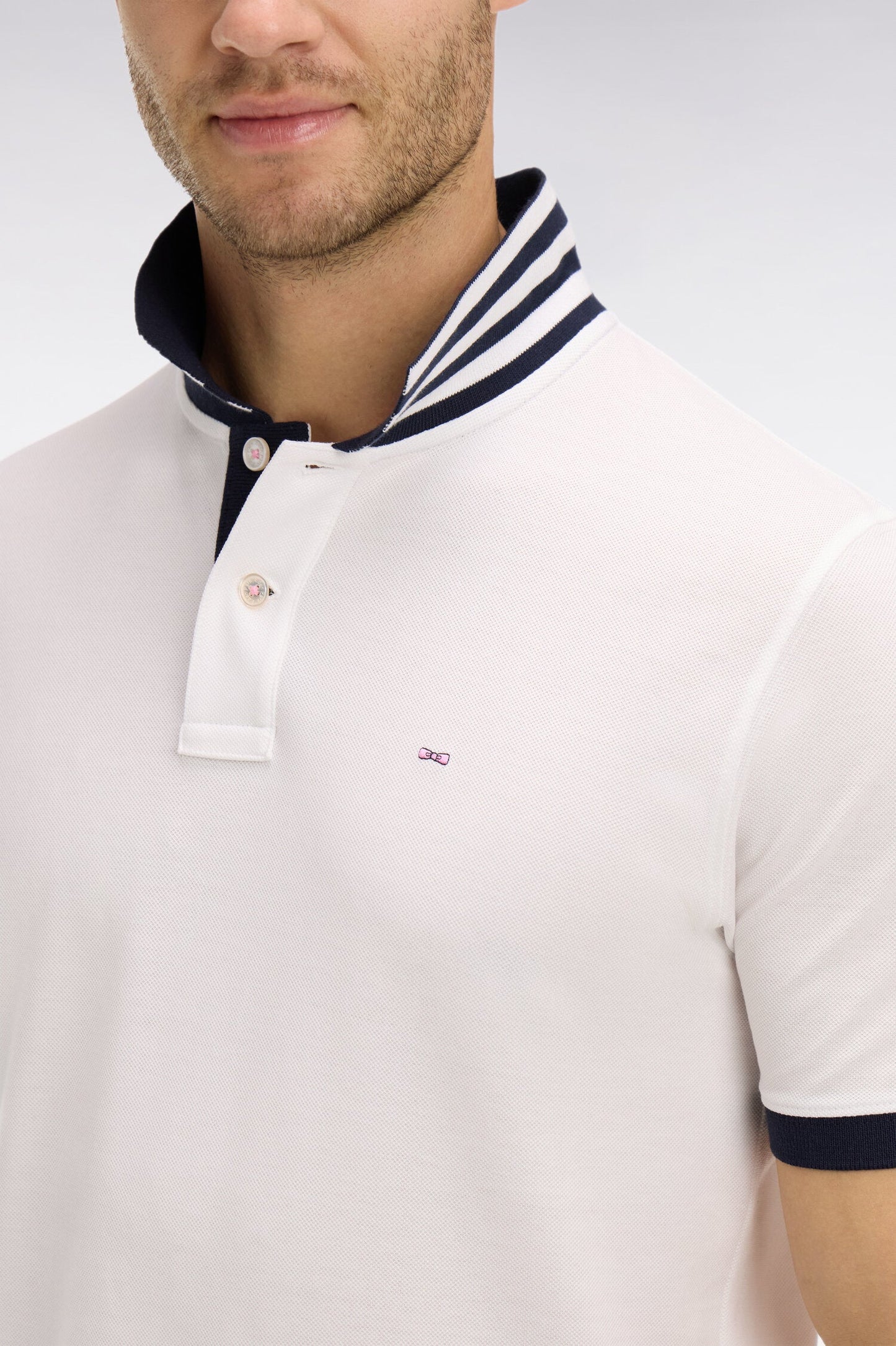 Eden Park Pima Cotton Polo Contrasting Accents White