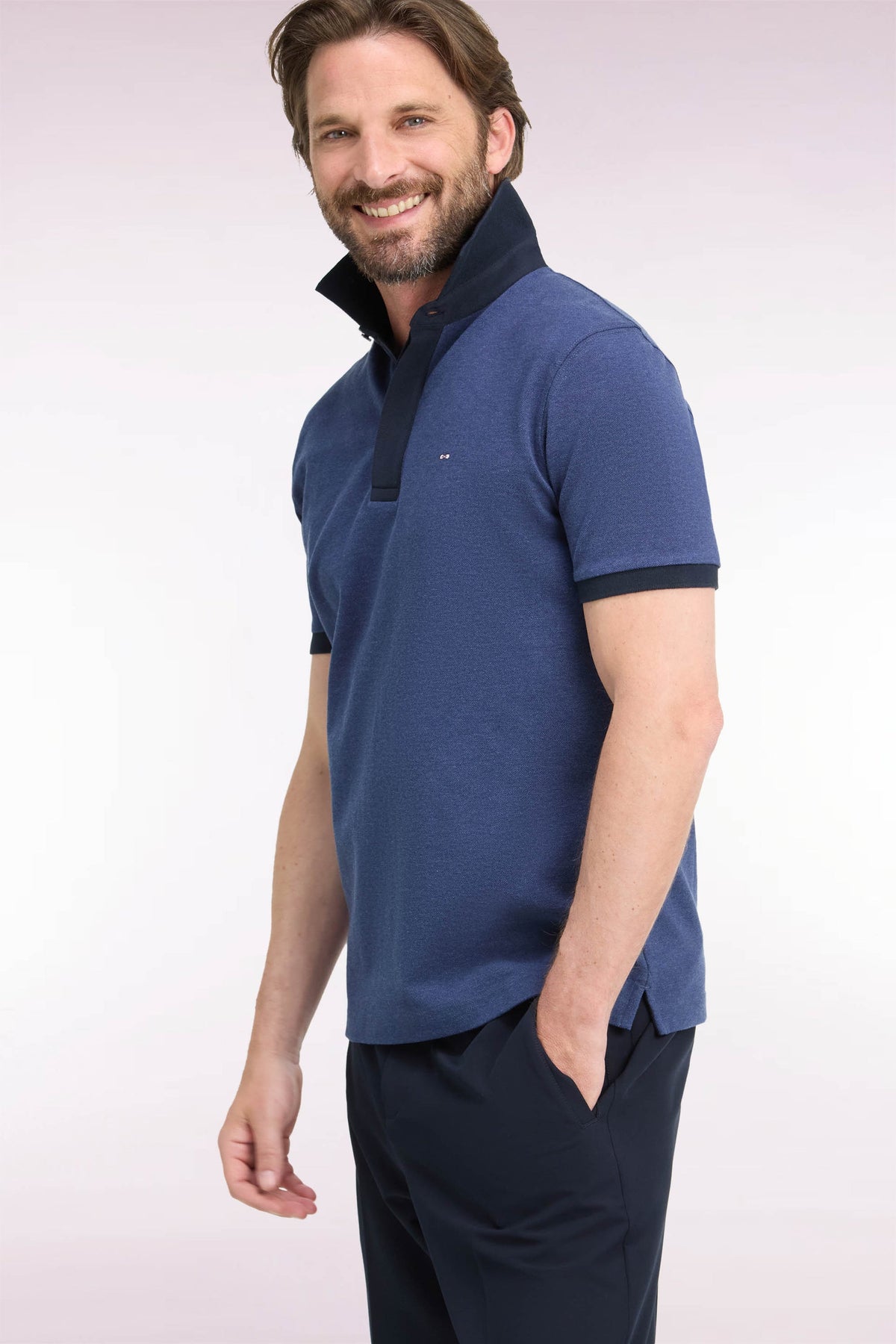Eden Park Ss Polo - Dark Blue Marl