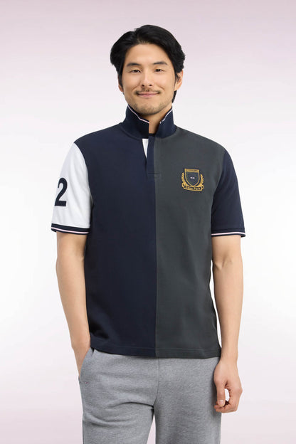 Eden Park Ss Polo Shirt Transversal Bar Crest - Pirate