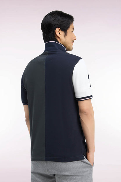 Eden Park Ss Polo Shirt Transversal Bar Crest - Pirate