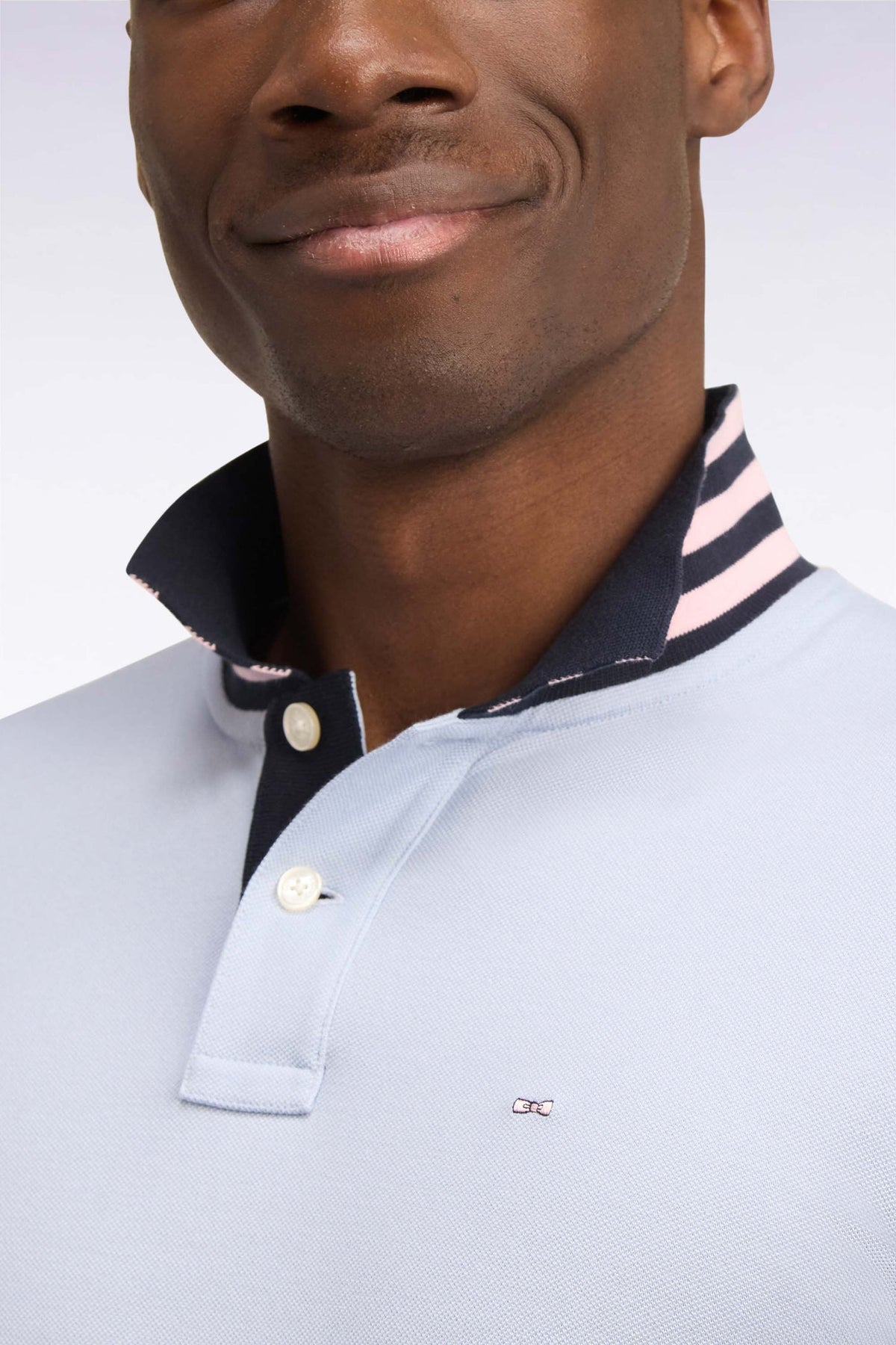 Eden Park Ss Polo Striped Undercollar Blue