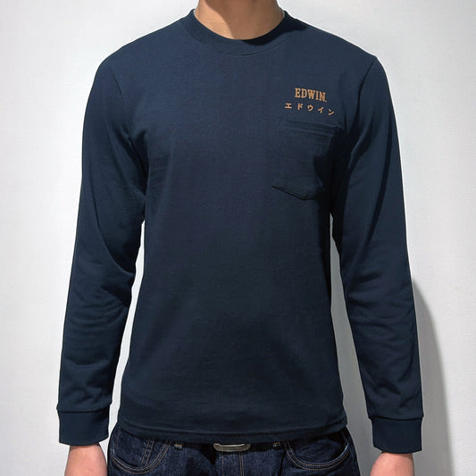 Edwin Long Sleeve Nippon Pocket Tee Navy