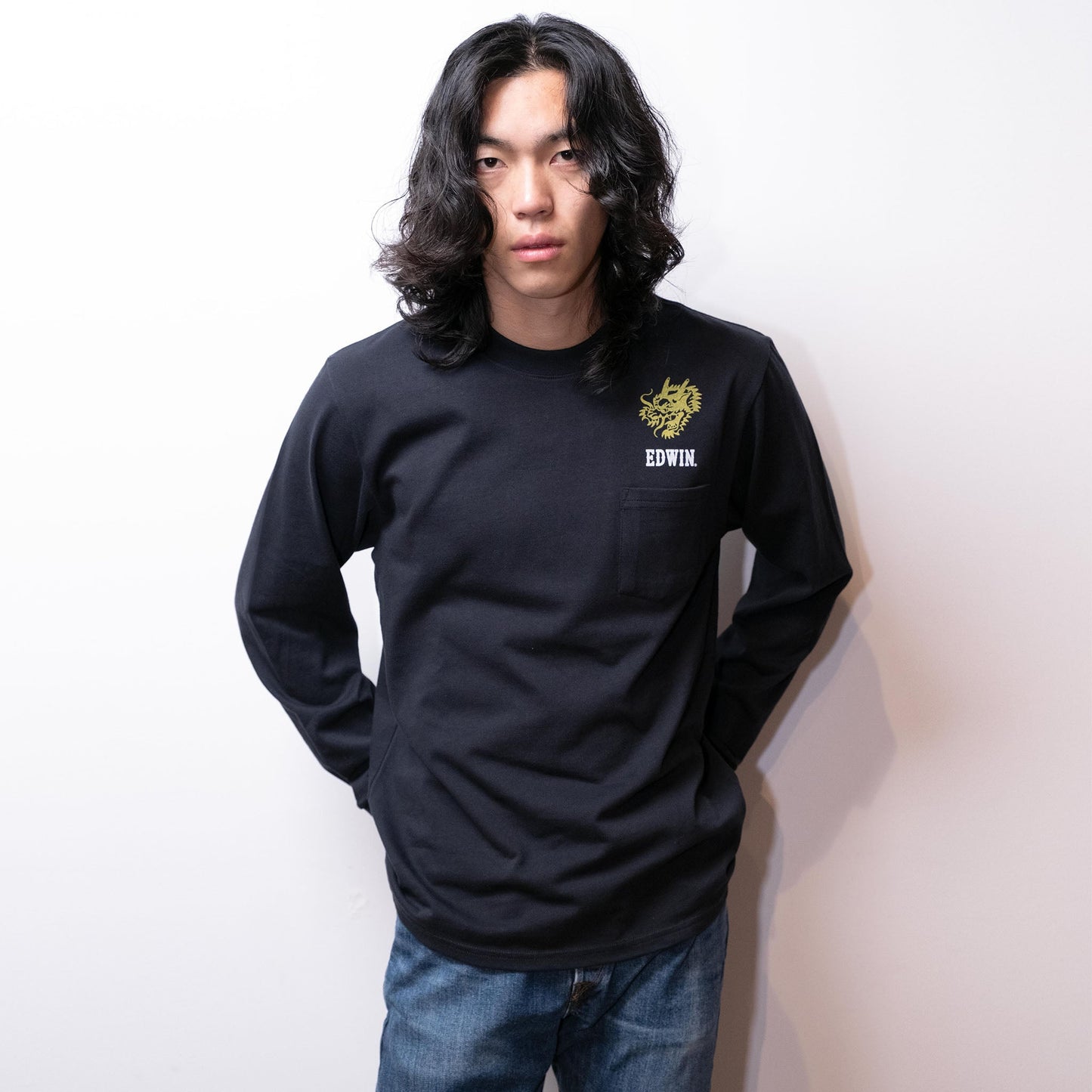 Edwin Lucky You Long Sleeve Black