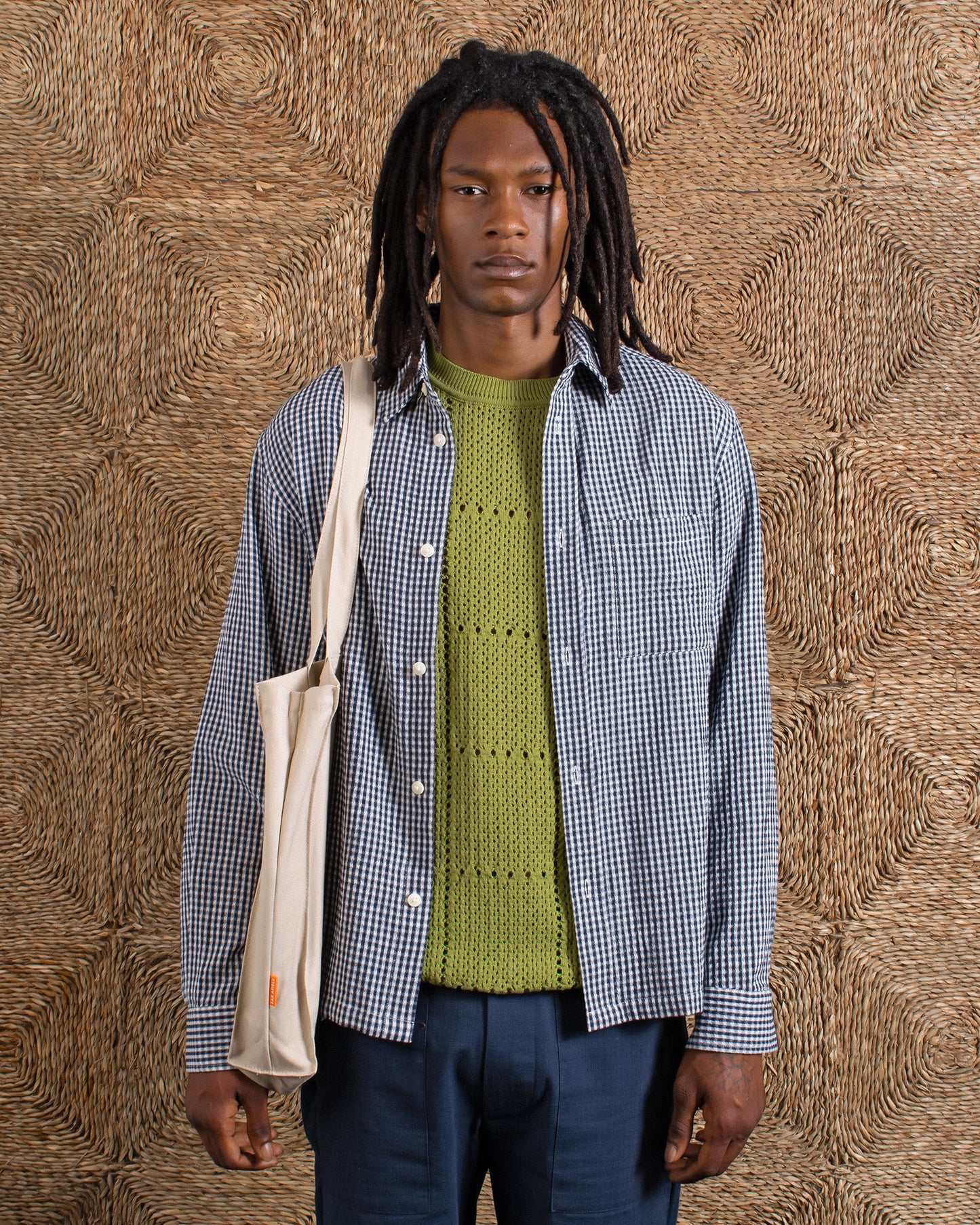Far Afield Costa Gingham Shirt Navy Check