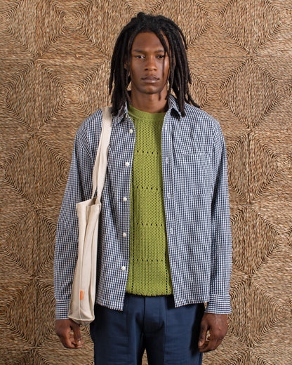 Far Afield Costa Gingham Shirt Navy Check