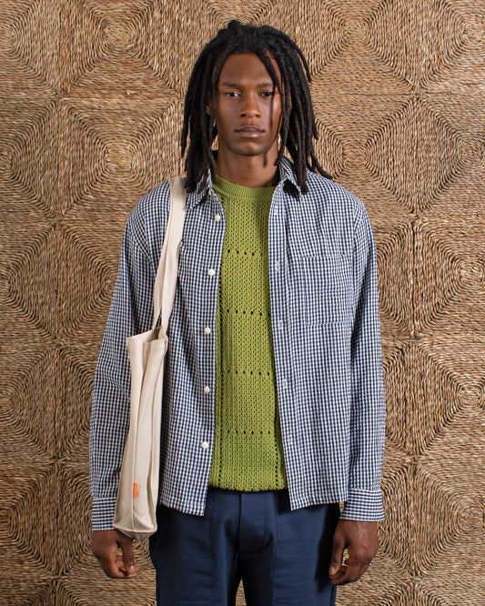 Far Afield Costa Gingham Shirt Navy Check
