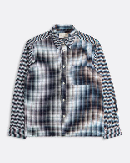 Far Afield Costa Gingham Shirt Navy Check