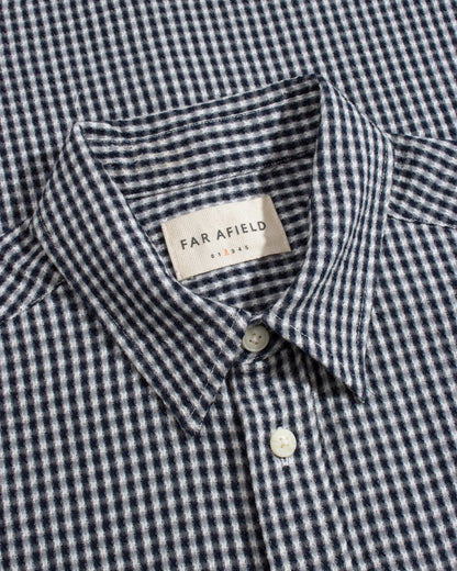 Far Afield Costa Gingham Shirt Navy Check