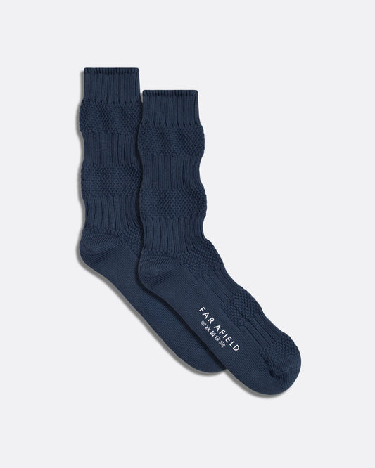 Far Afield Dos Stripe Socks - Navy