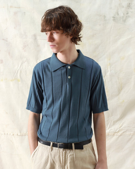 Far Afield Jacobs Perforated Lace Polo Aegean Blue