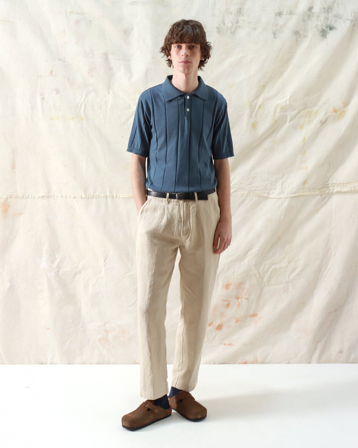 Far Afield Jacobs Perforated Lace Polo Aegean Blue