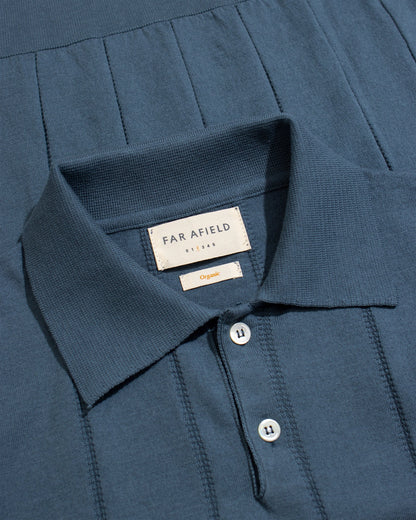Far Afield Jacobs Perforated Lace Polo Aegean Blue