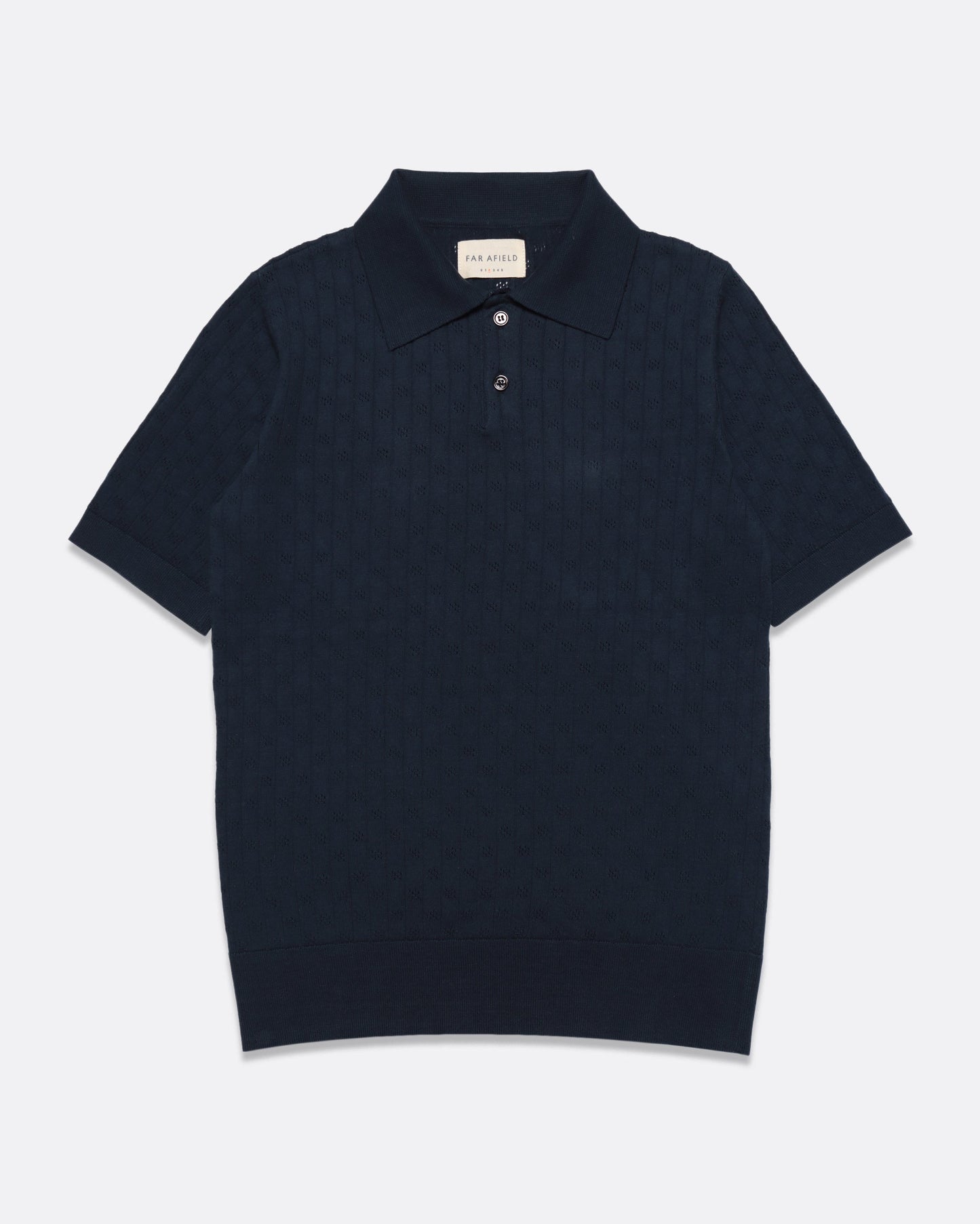 Far Afield Jacobs Perforated Lace Polo Navy Iris