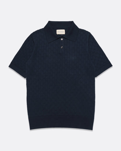 Far Afield Jacobs Perforated Lace Polo Navy Iris