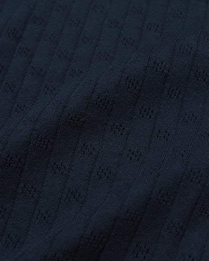 Far Afield Jacobs Perforated Lace Polo Navy Iris