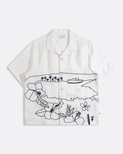 Far Afield Ltd Veloso Shirt - Embroidered Landscape - White