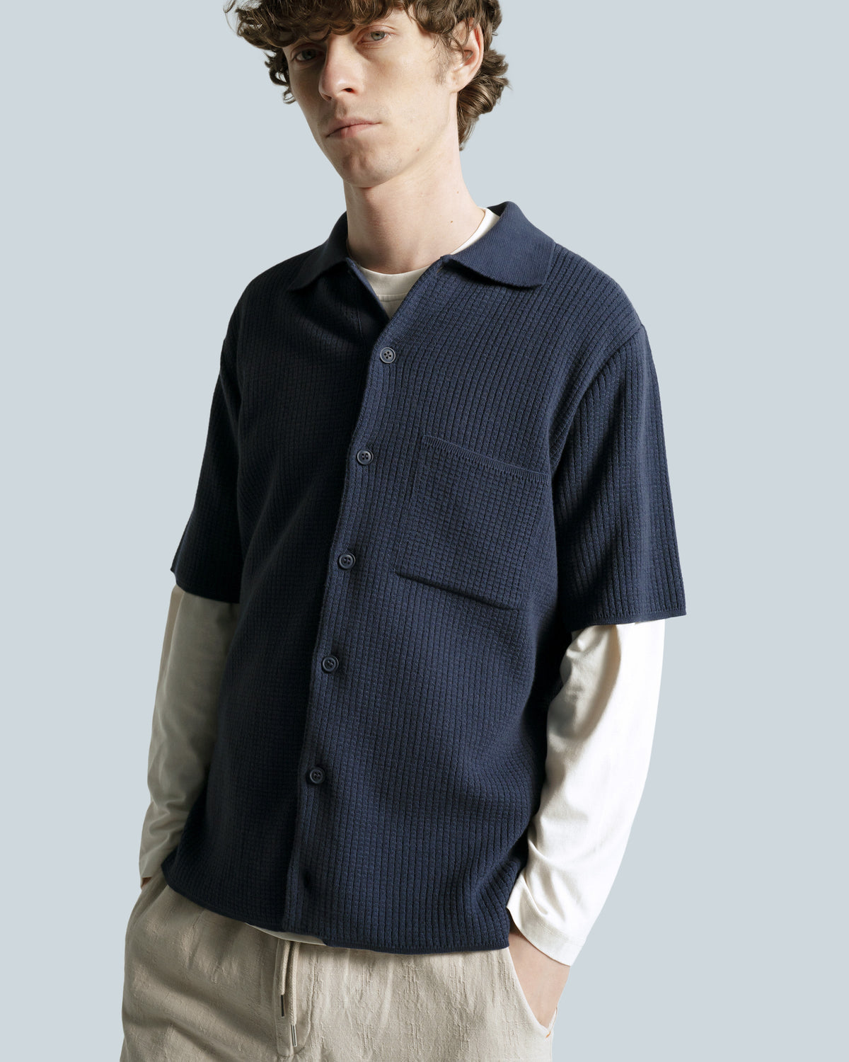 Far Afield Ltd Heitor Knitted Shirt - Navy