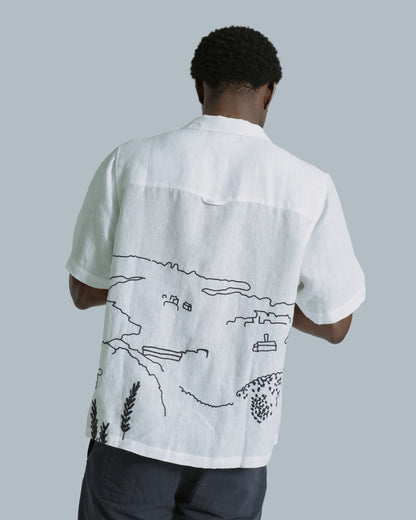 Far Afield Ltd Veloso Shirt - Embroidered Landscape - White