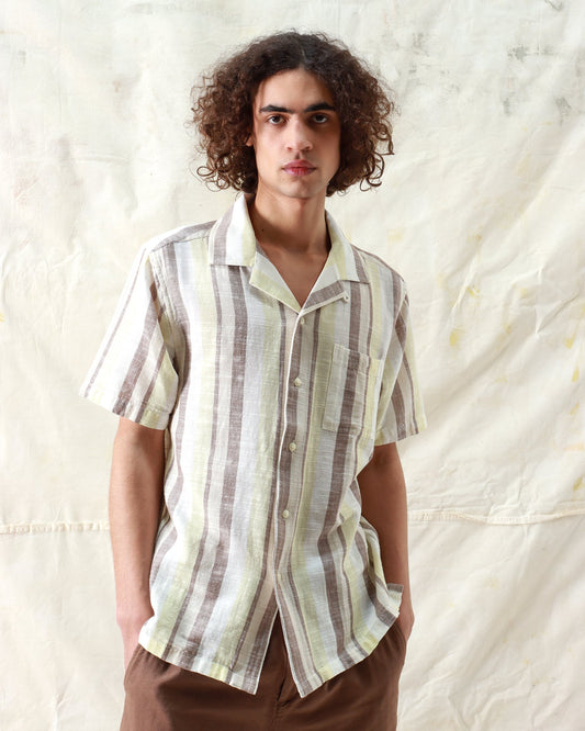 Far Afield Selleck Shirt Slub Stripe Dusk Yellow