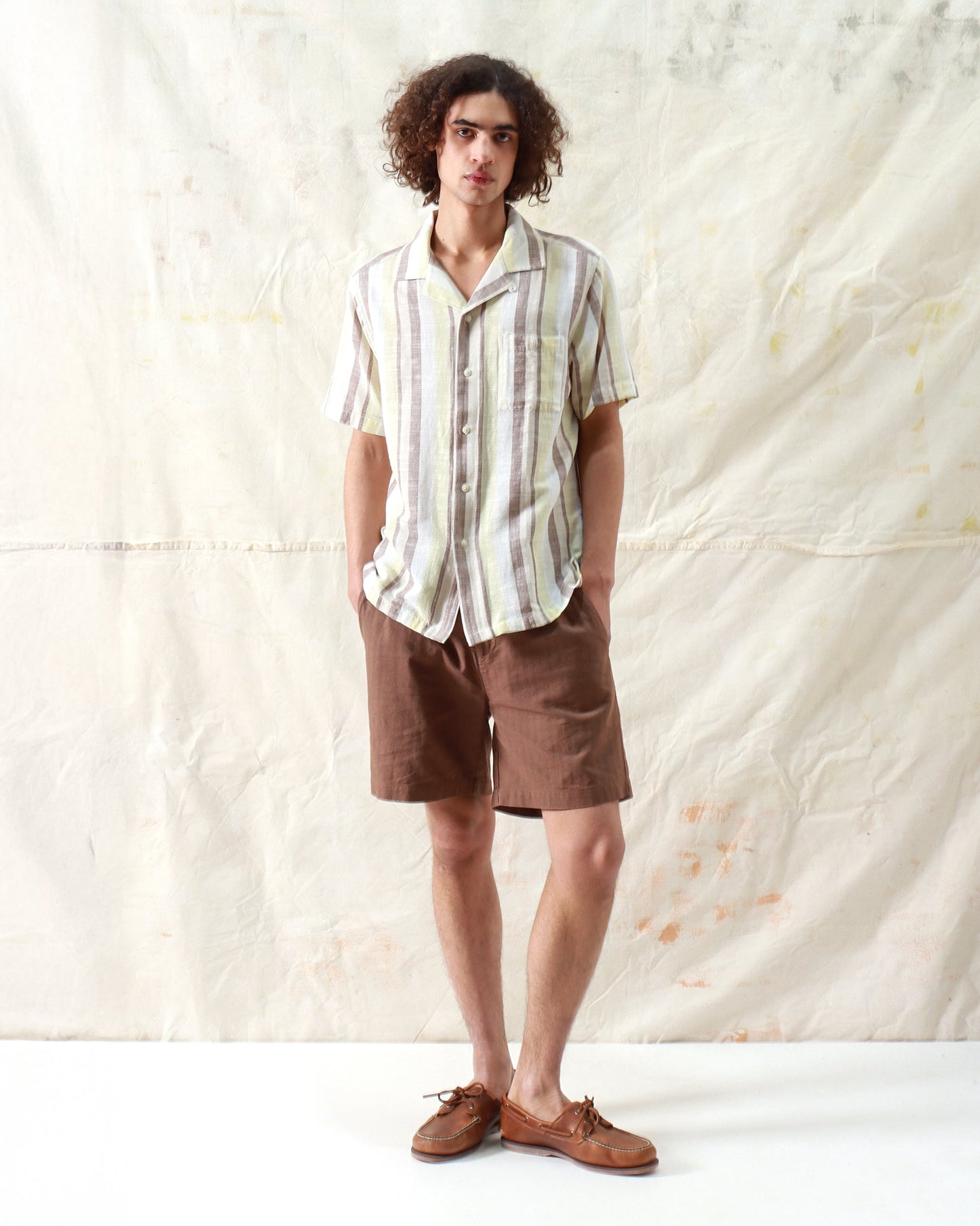 Far Afield Selleck Shirt Slub Stripe Dusk Yellow