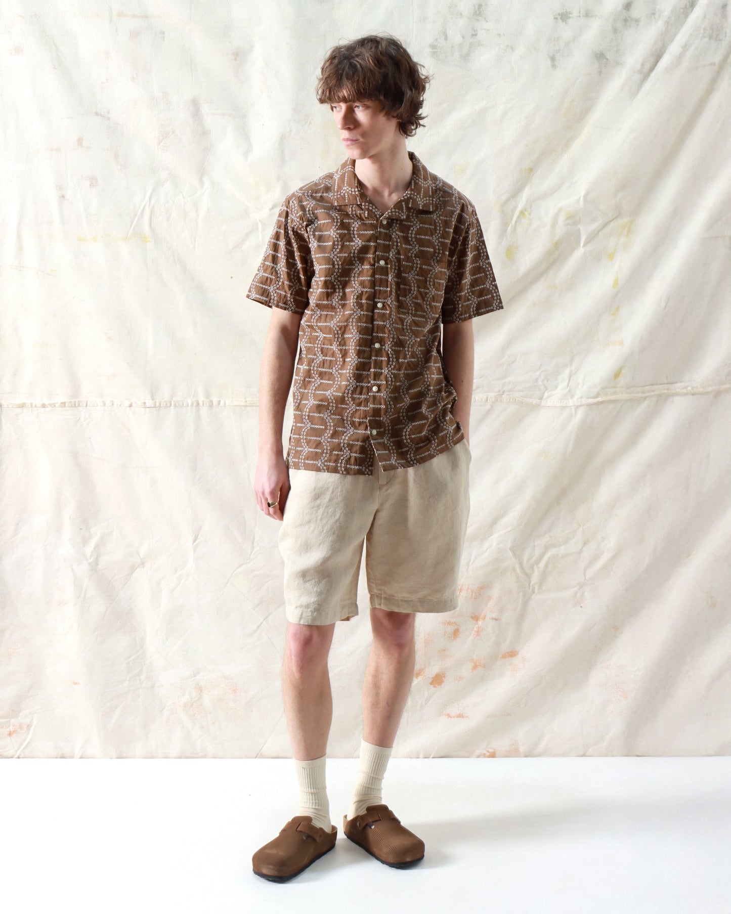 Far Afield Stachio Shirt Palm Tree Dark Brown