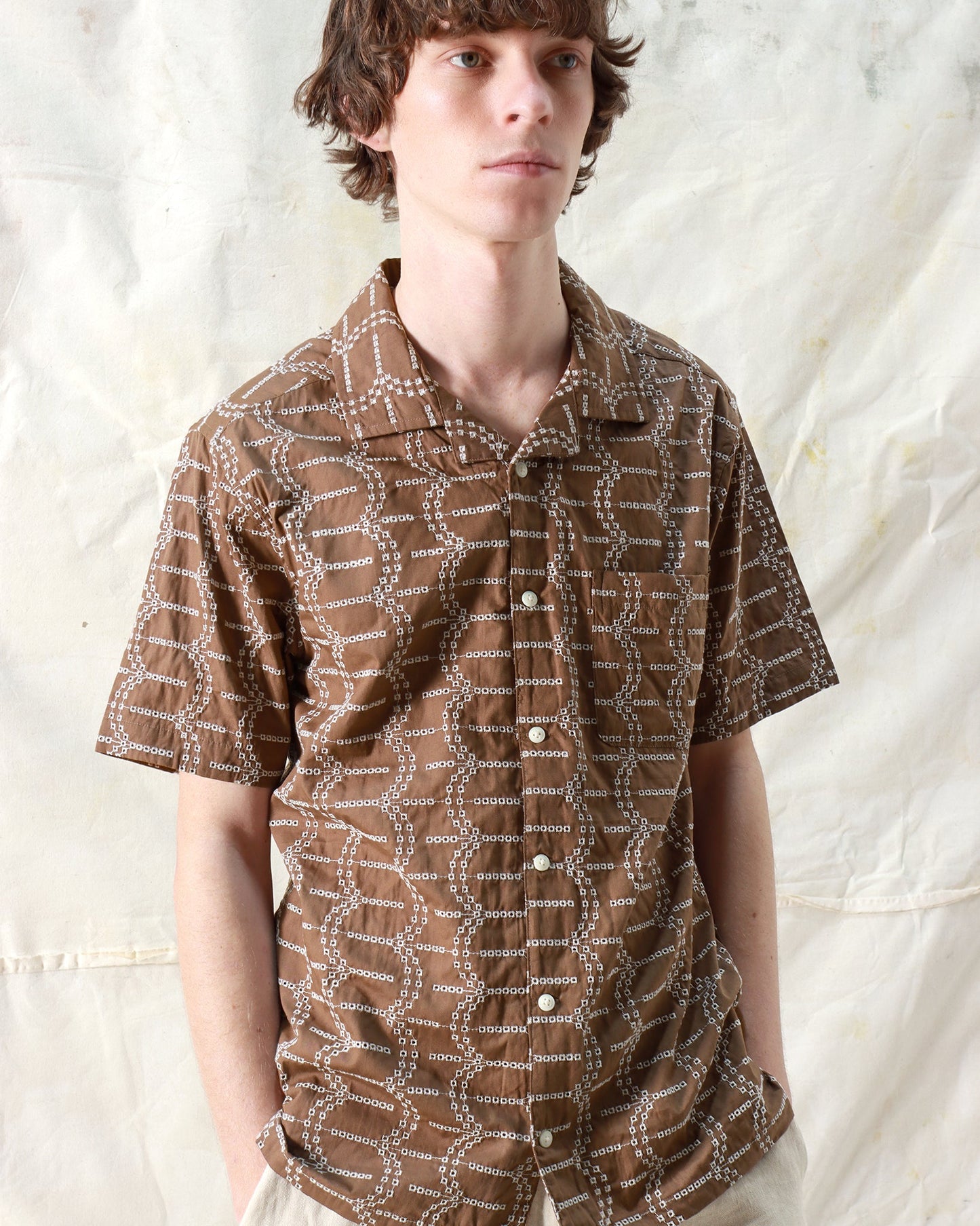 Far Afield Stachio Shirt Palm Tree Dark Brown