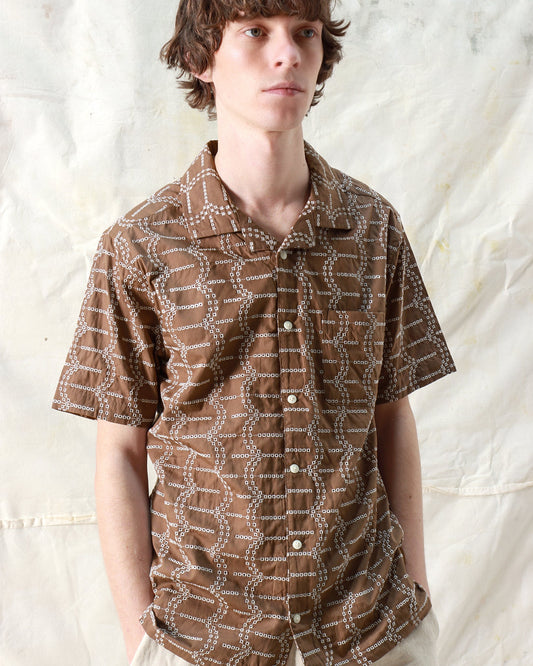 Far Afield Stachio Shirt Palm Tree Dark Brown