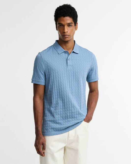 Barbour Faversham Tailored Textured Polo Shirt - Tarn Blue