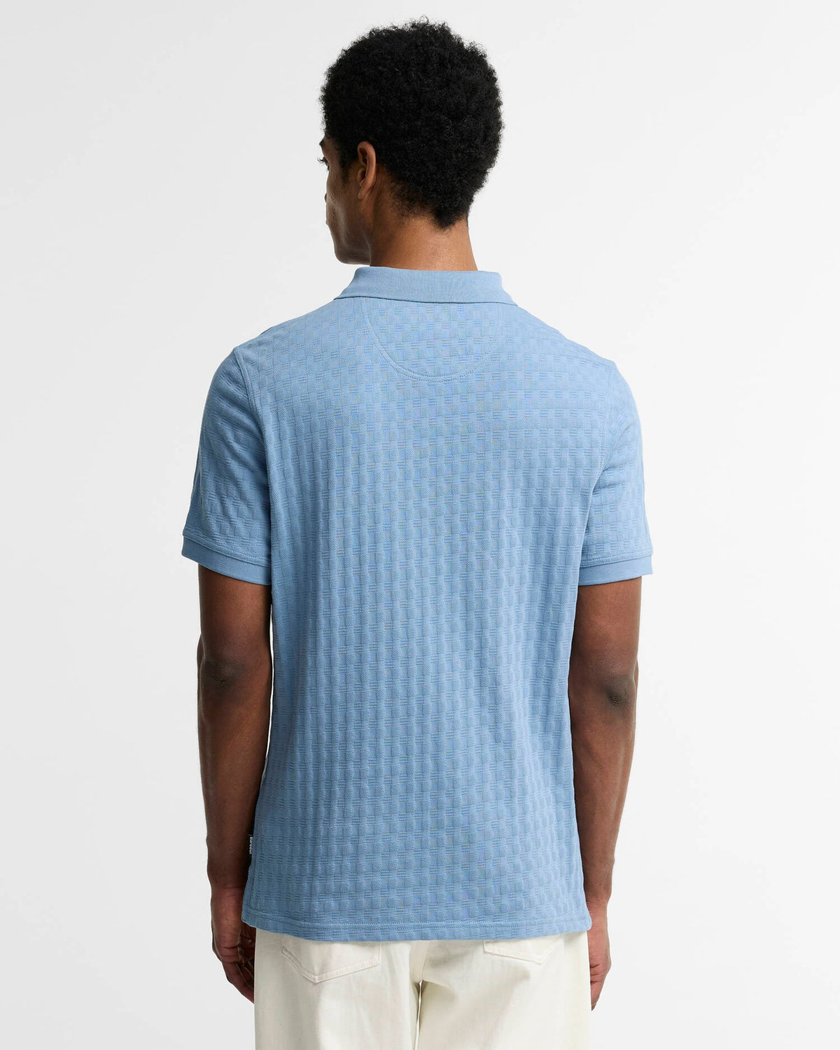 Barbour Faversham Tailored Textured Polo Shirt - Tarn Blue