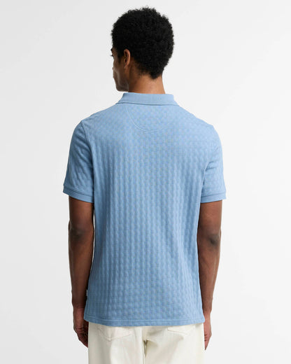 Barbour Faversham Tailored Textured Polo Shirt - Tarn Blue
