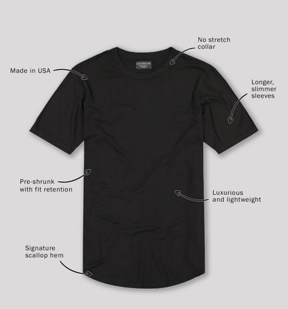 Goodlife Core SS Supima Scallop Crew Black