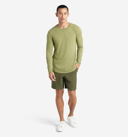 Goodlife Long Sleeve TriBlend Scallop Crew Mosstone