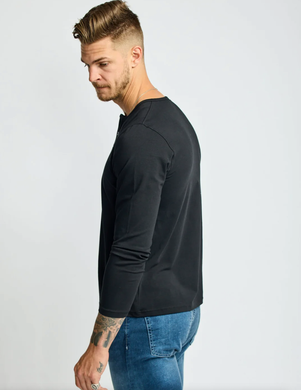 Easy Mondays Heavy Weight LS Henley Black SS24