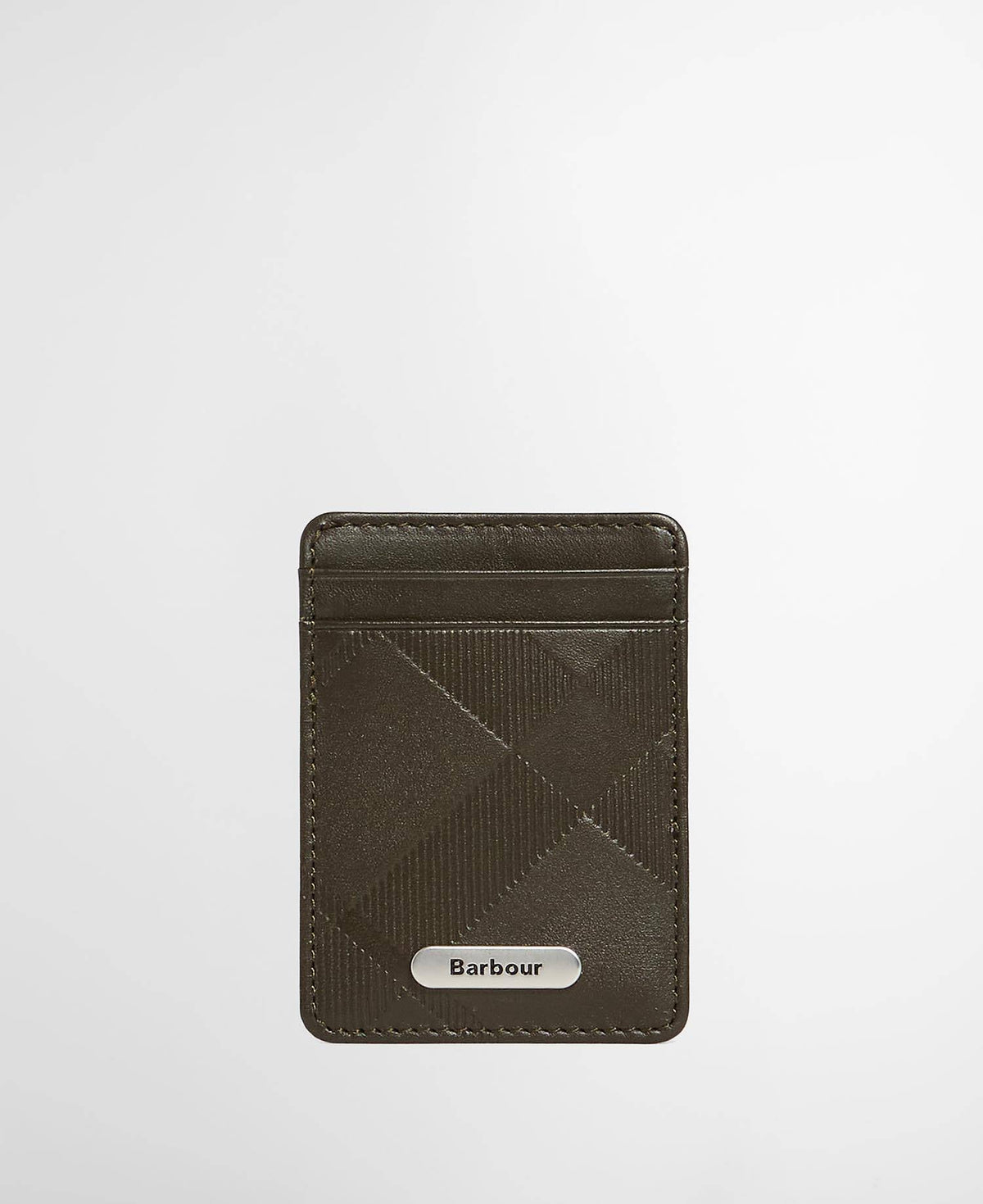 Barbour Brunton Leather Card Holder - Dark Olive