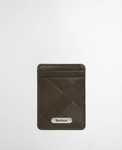 Barbour Brunton Leather Card Holder - Dark Olive