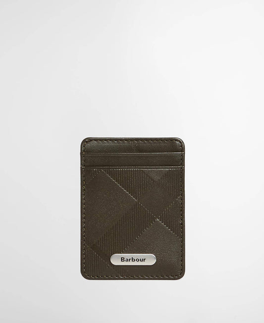 Barbour Brunton Leather Card Holder - Dark Olive
