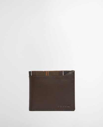 Barbour Brodick Leather/Tartan Billfold Wallet - Brown/Classic